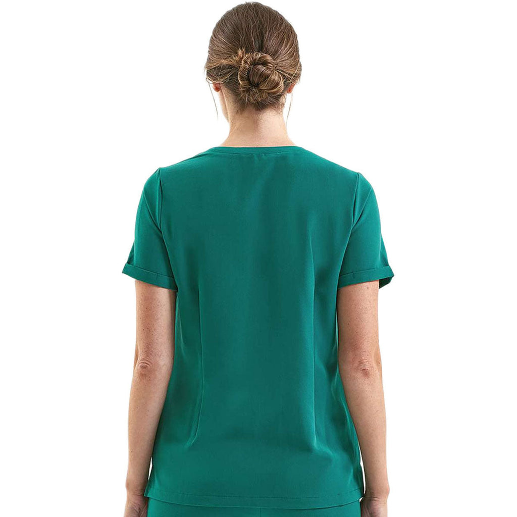 Onna Women's Clean Green Invisible V-Neck Stretch Scrub Top