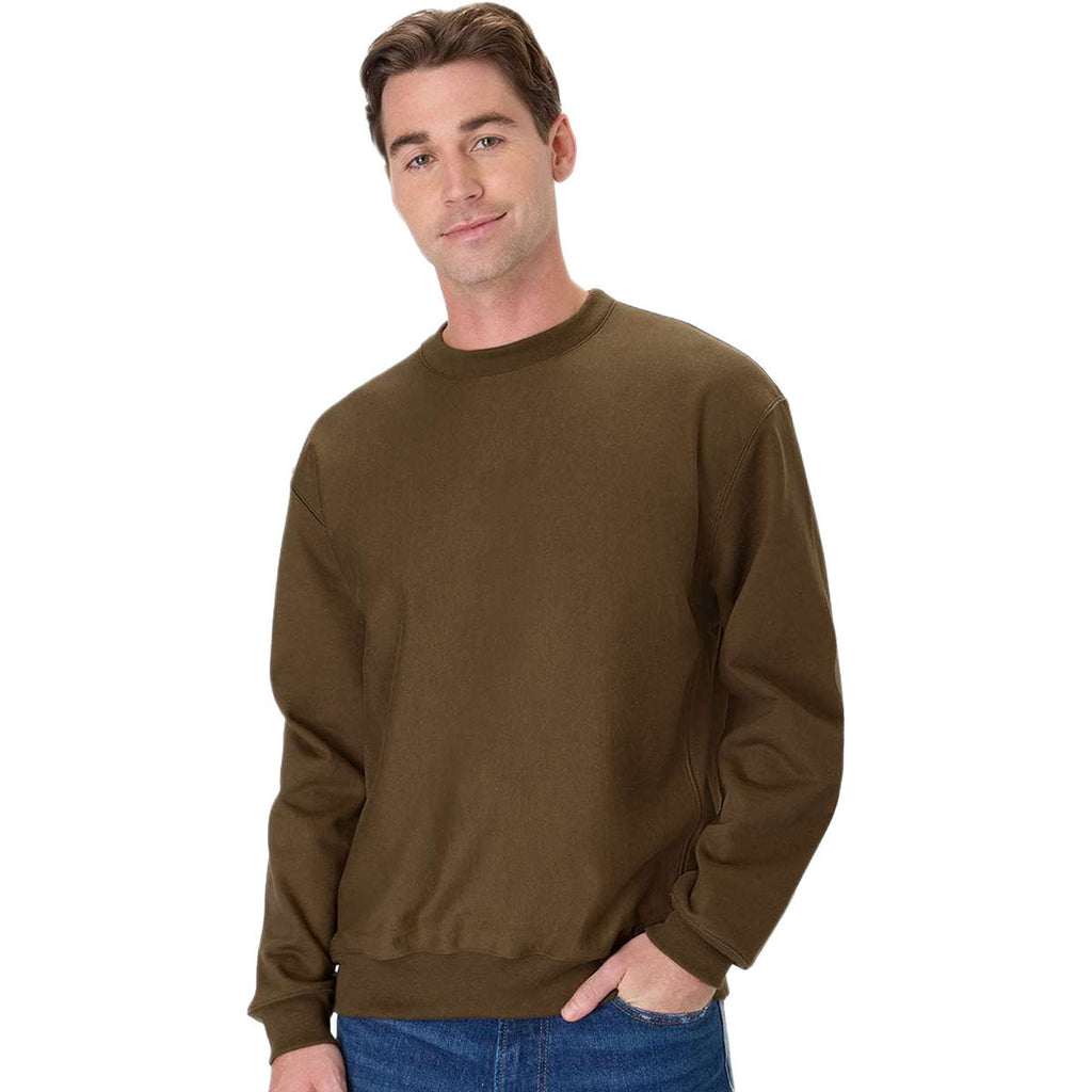 Hanes Unisex Army Brown Beefy Sweats Premium Heavyweight Crewneck Sweatshirt