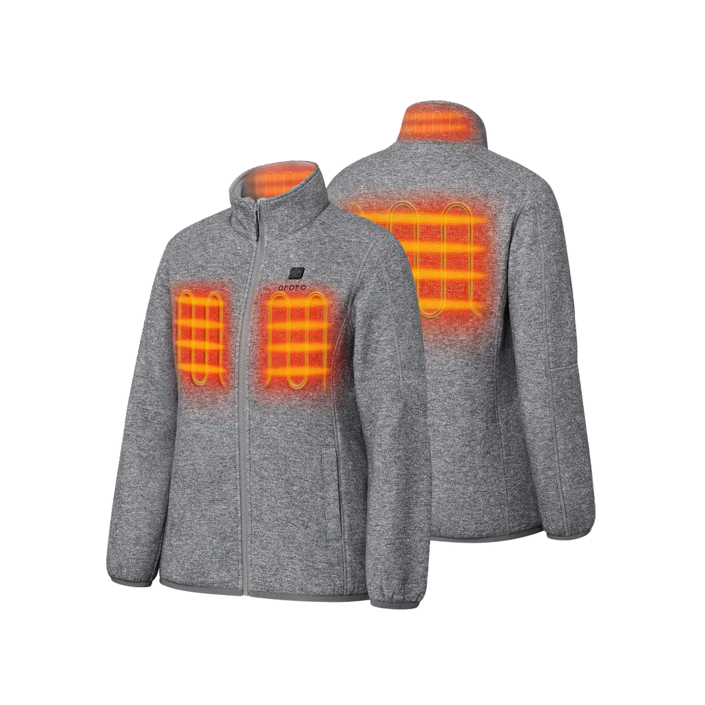 Ororo Women's Grey Heated Full-Zip Fleece Jacket
