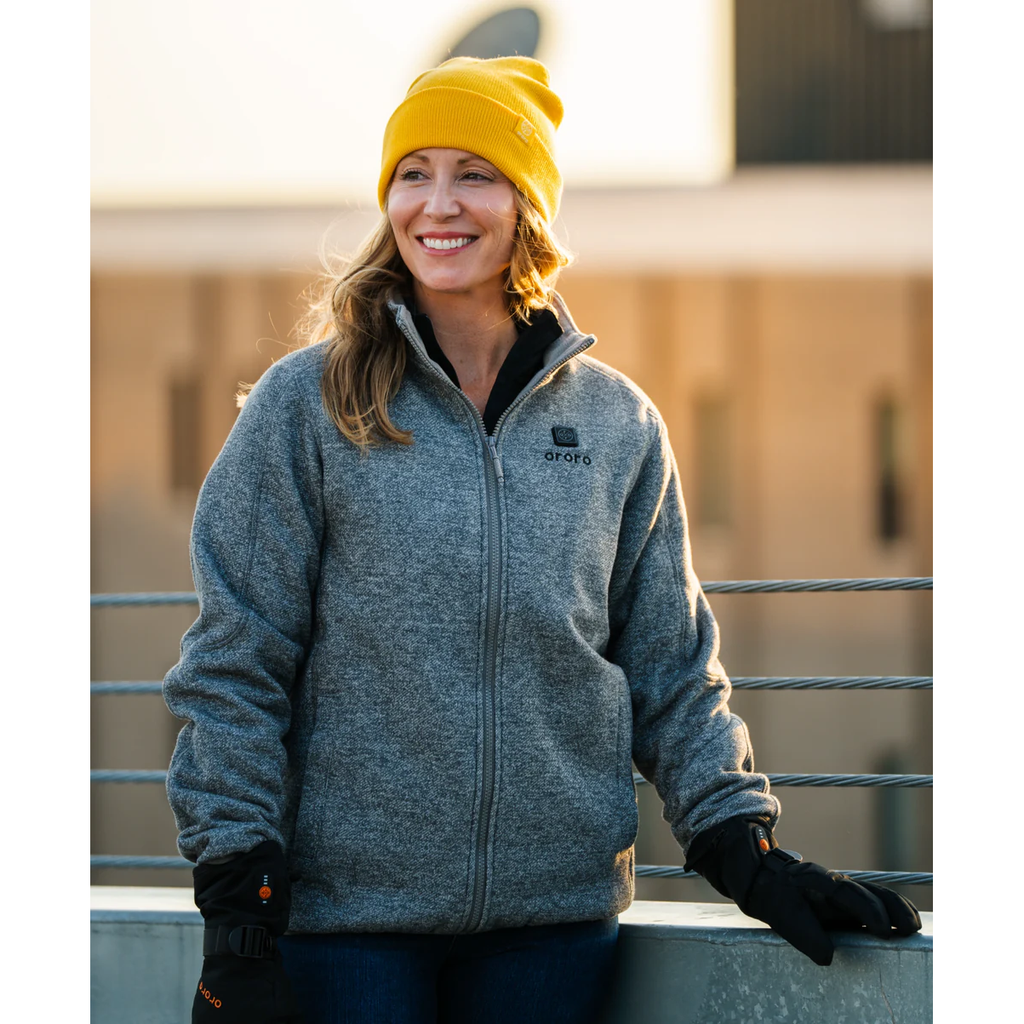 Ororo Women's Grey Heated Full-Zip Fleece Jacket
