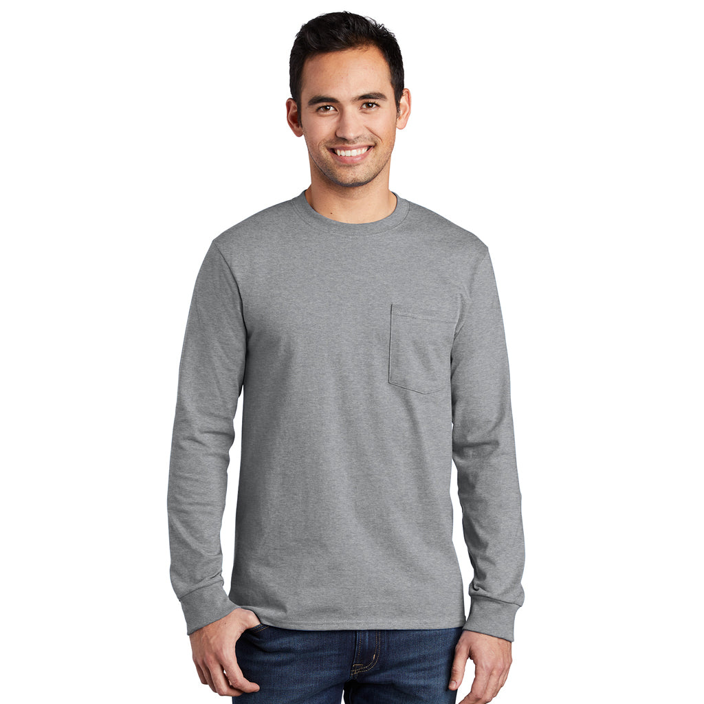 Port & Company Men's Athletic Heather Tall Long Sleeve Essential Pocket Tee