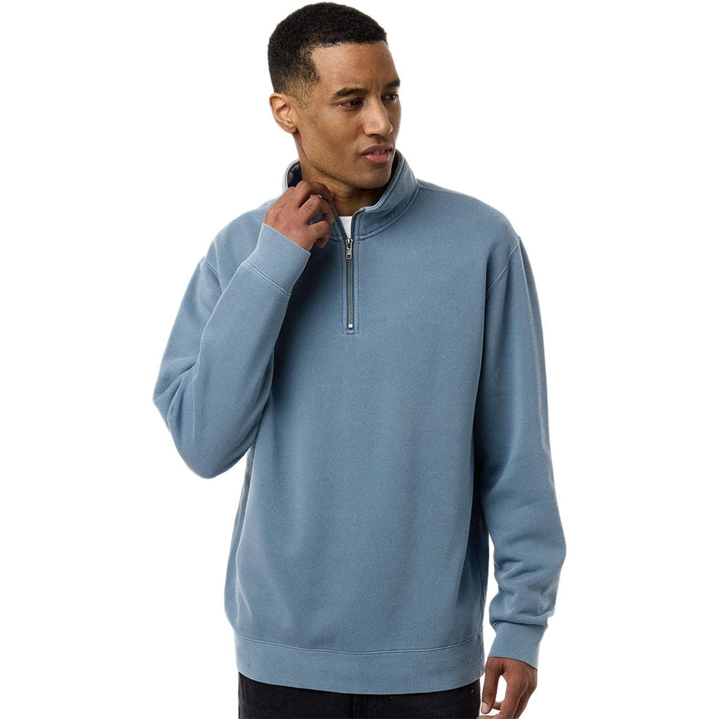 Independent Trading Co. Unisex Pigment Slate Blue Pigment-Dyed Quarter-Zip Pullover