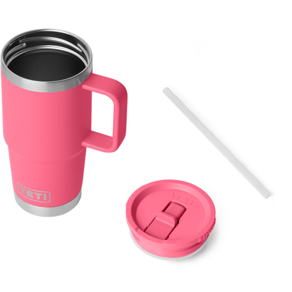 YETI Tropical Pink Rambler 20 oz Travel Straw Mug with Color-Matched Straw Lid