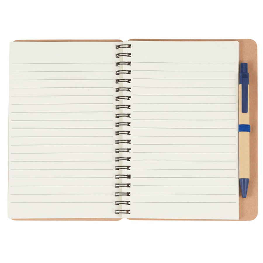 Bullet Blue 5'' x 7'' Eco-Friendly Spiral Notebook with Pen