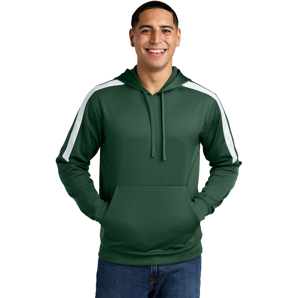 Sport-Tek Men's Forest Green/ White Sport-Wick Fleece United Pullover Hoodie