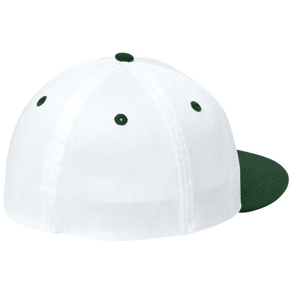 Sport-Tek White/Forest Green/White Impact Mesh Stretch-Tek Cap