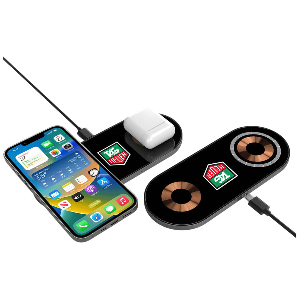 Innovations Gun Metal/Black Glass Top Dual Wireless Charging Pad