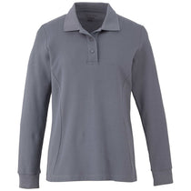 Elevate Women's Steel Grey Palo Long Sleeve 100% Cotton Pique Polo