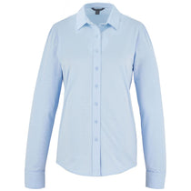 Elevate Women's Frost Blue TATRA Eco Knit Long Sleeve Button Up Shirt