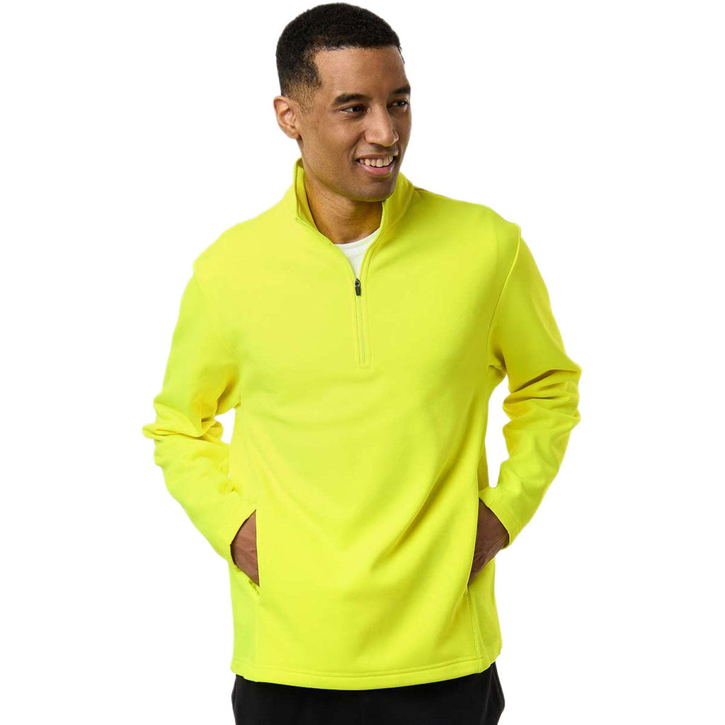 Team 365 Unisex Safety Yellow Squad Cadet Quarter-Zip Tech Fleece Pullover