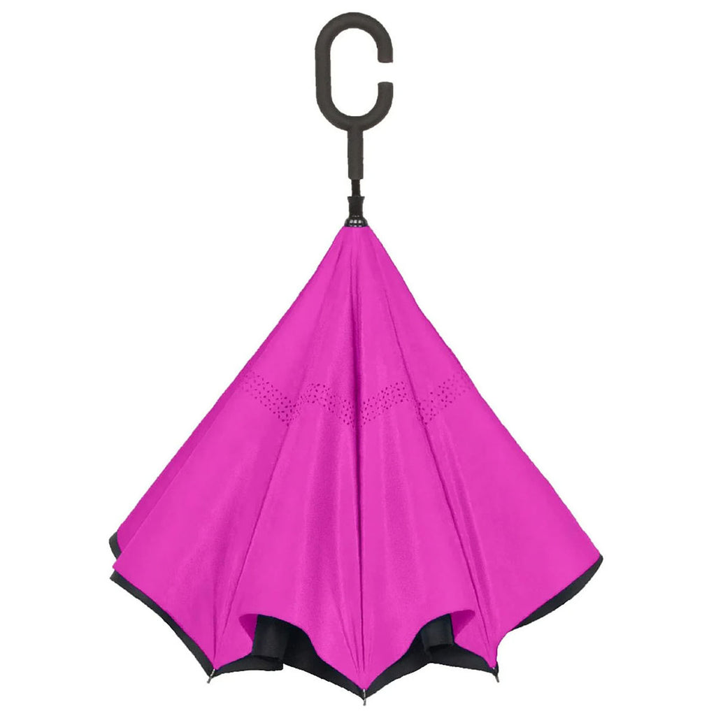 Shed Rain Black/Hot Pink UnbelievaBrella 48" Reverse-Close Manual Stick Umbrella (Solids)