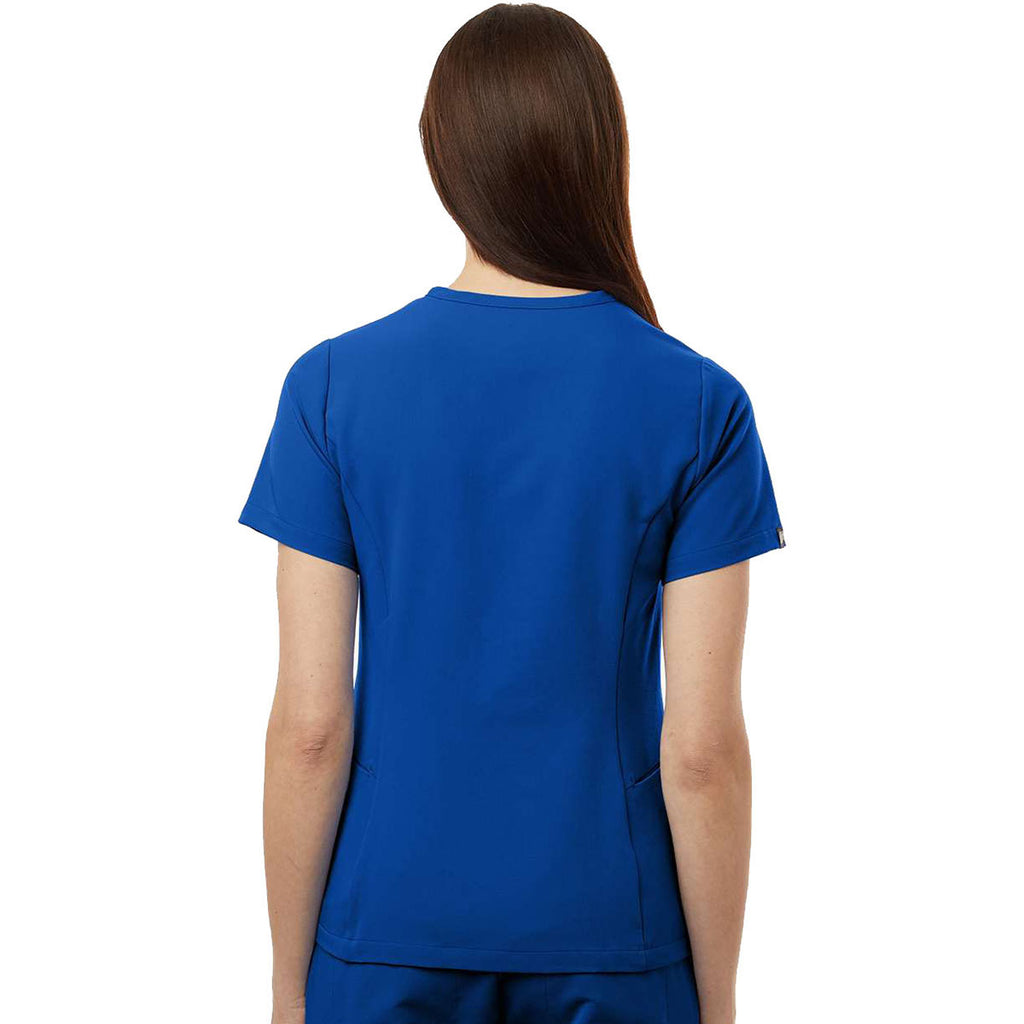 Jaanuu Women's Royal Blue Calix Fit & Flare Scrub V-Neck Top