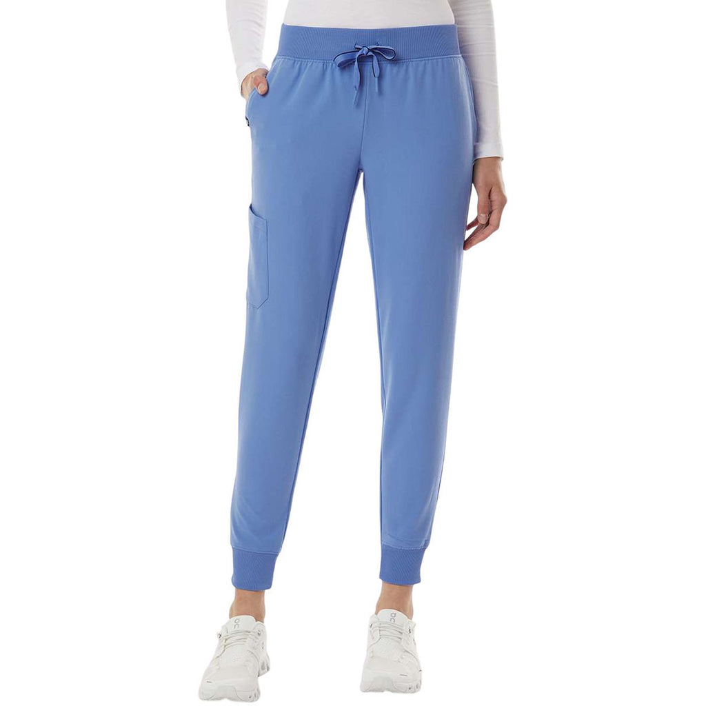 Jaanuu Women's Ceil Blue Silex Knit-Waist Scrub Joggers