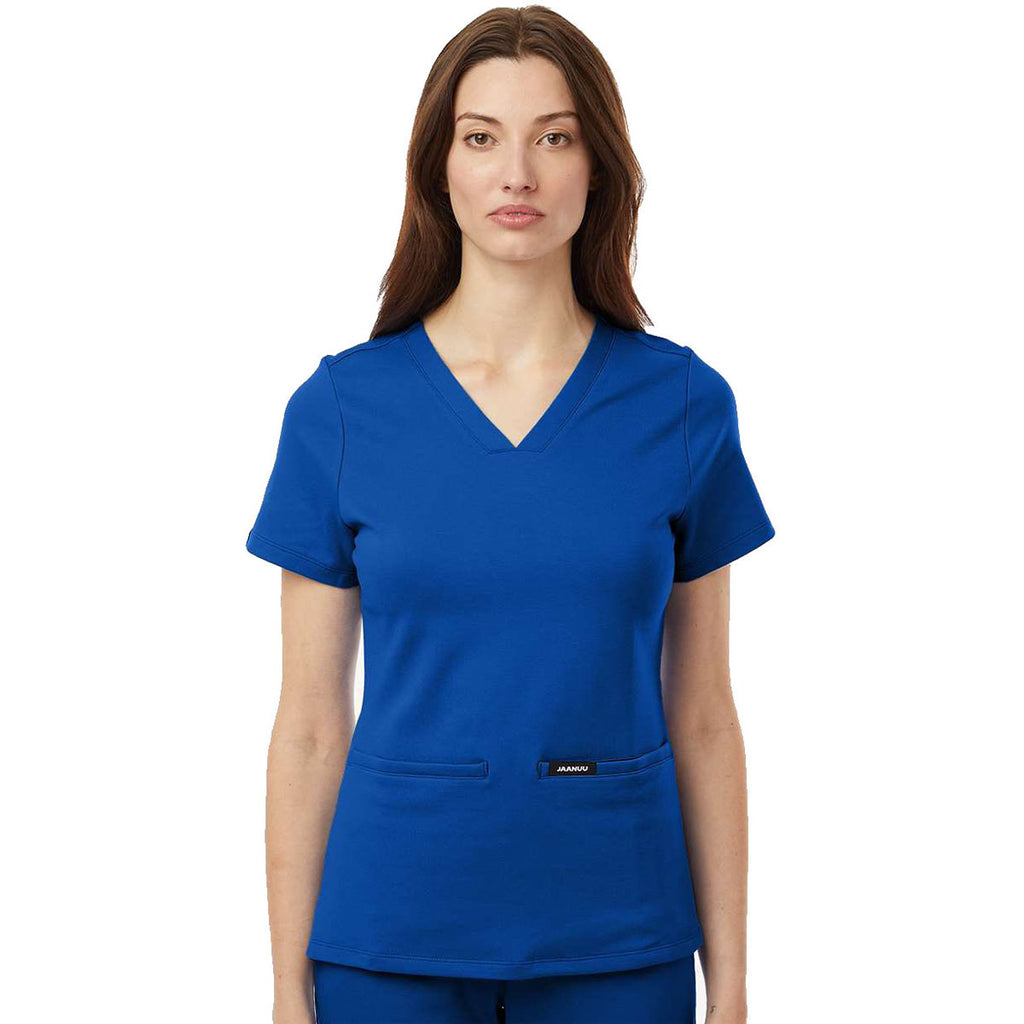 Jaanuu Women's Royal Blue Cesi Ultrasoft Scrub V-Neck Top