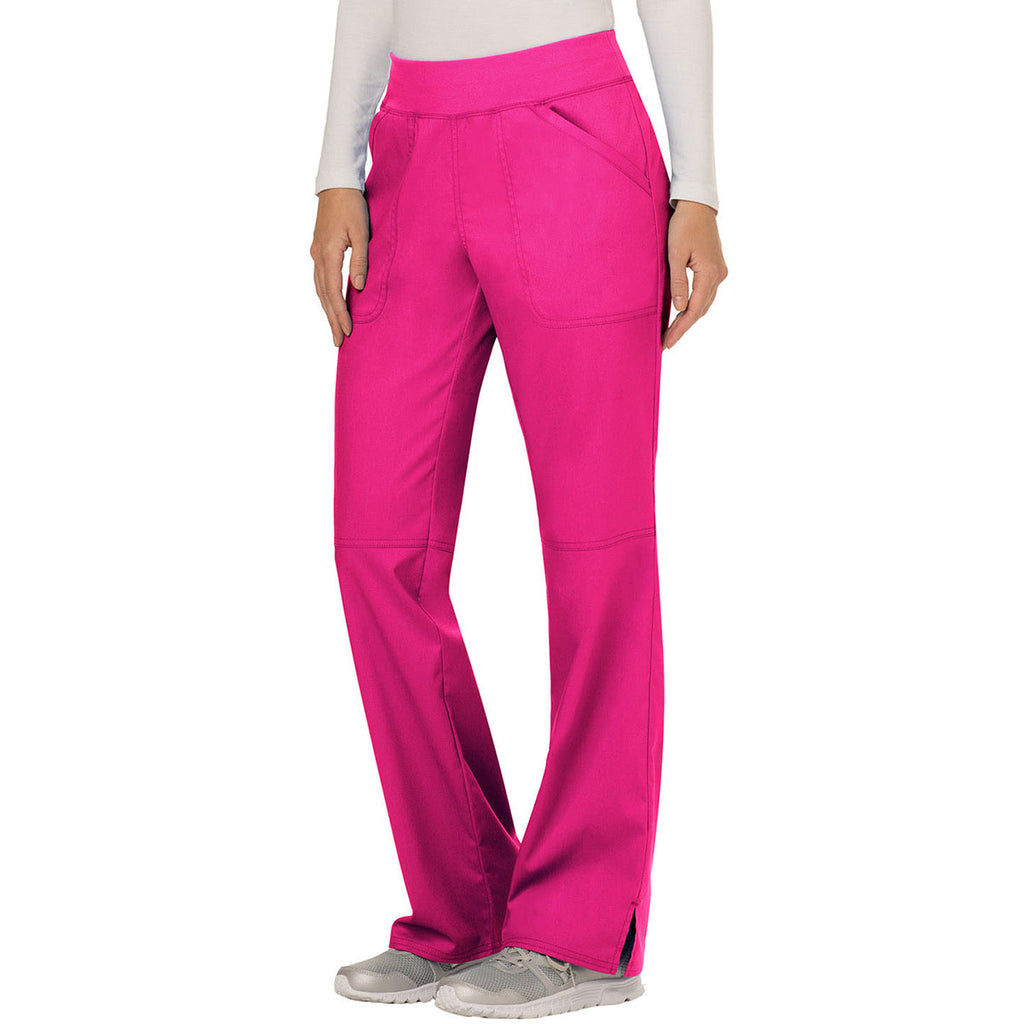 Cherokee Women's Electric Pink Workwear Revolution Mid Rise Pull-on Cargo Pant