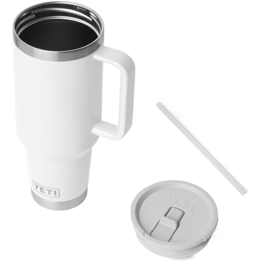 YETI White Rambler 40 oz Travel Straw Mug with Color-Matched Straw Lid