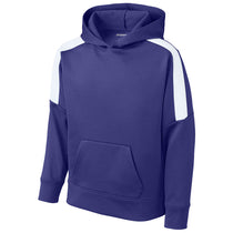 Sport-Tek Youth Purple/ White Sport-Wick Fleece United Pullover Hoodie