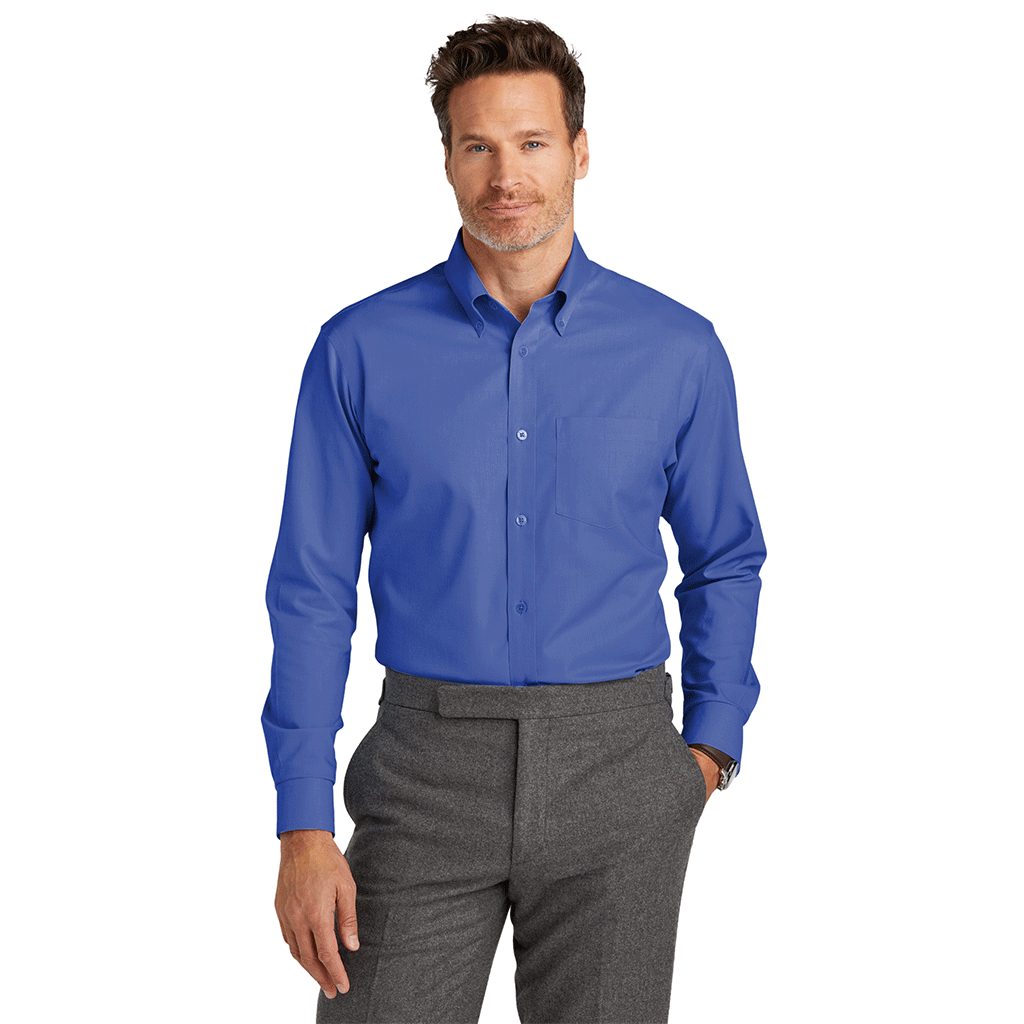 Brooks Brothers Men's Cobalt Blue Tall Wrinkle-Free Stretch Nailhead Shirt