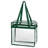 Hit Clear with Forest Green Trim EVA Tote Bag with Zipper