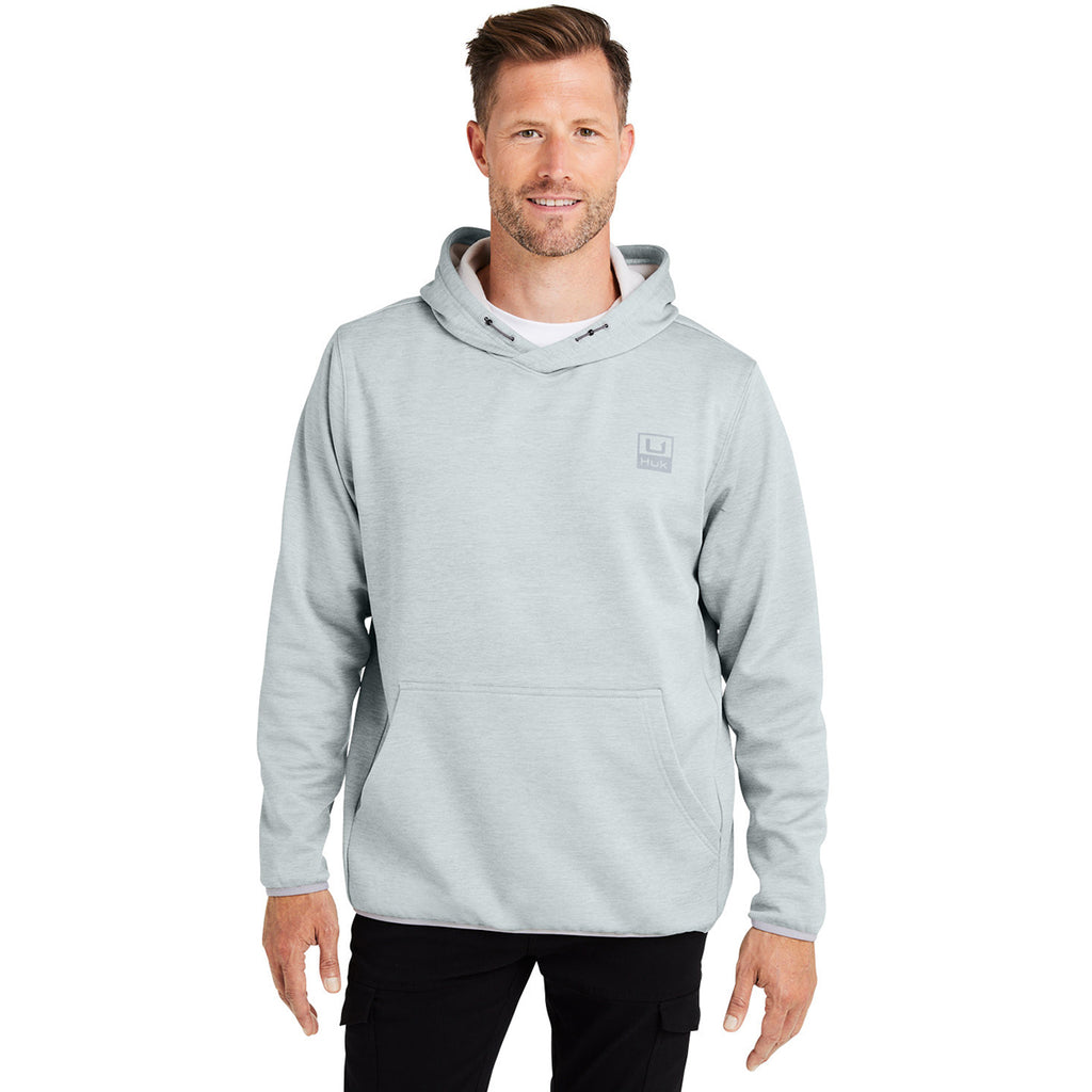 HUK Men's Harbormist Heather Performance Hooded Fleece Pullover