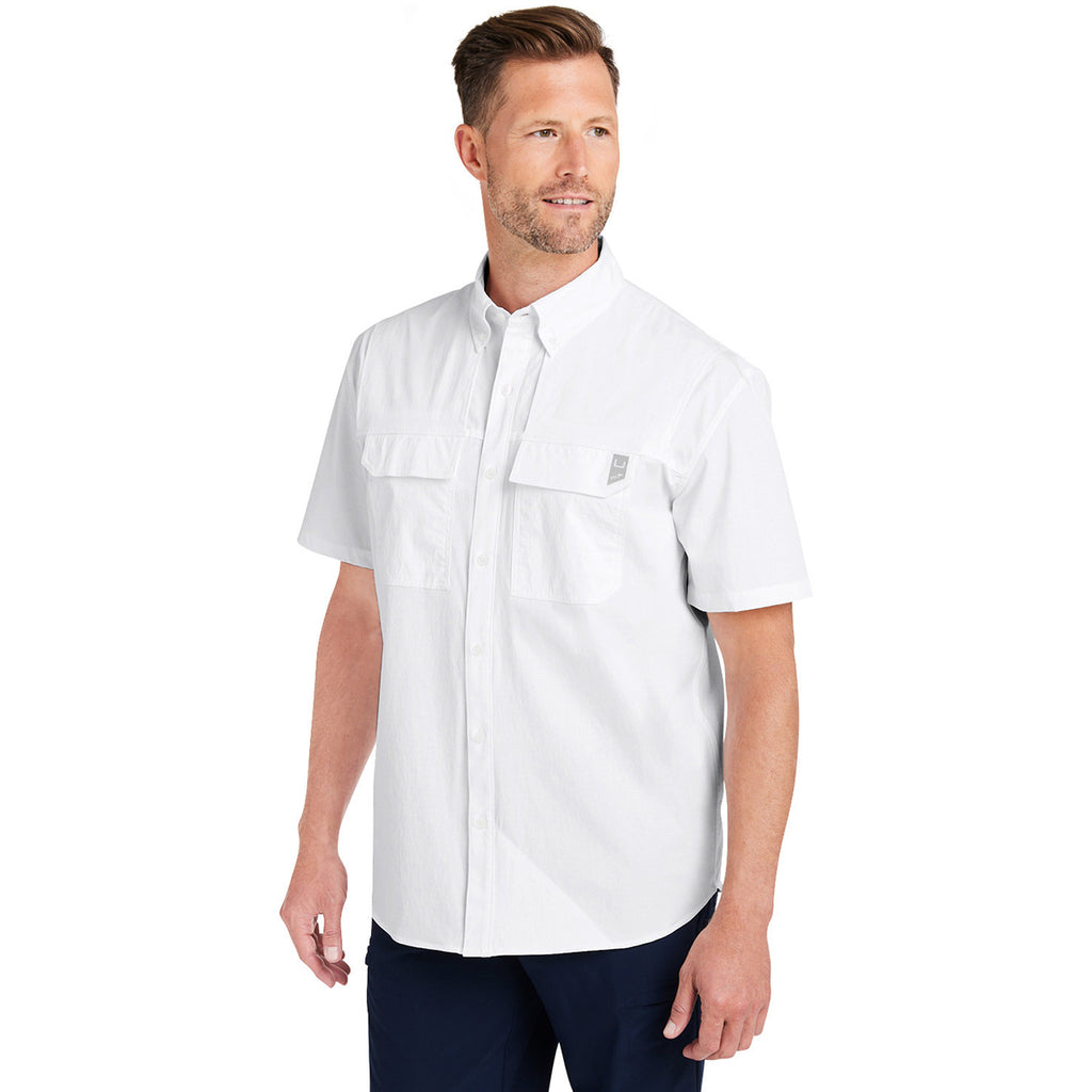 HUK Men's White Creekbed Short Sleeve Shirt