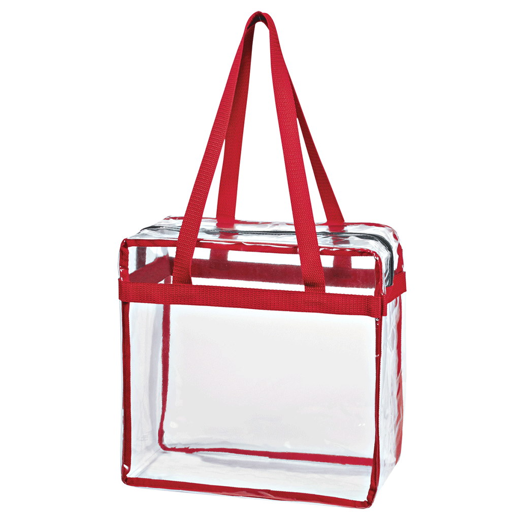 Hit Clear with Red Trim EVA Tote Bag with Zipper