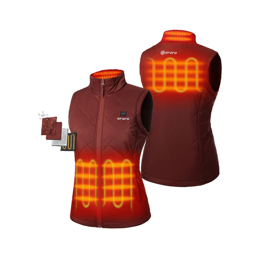 Ororo Women's Dark Red Heated Quilted Vest
