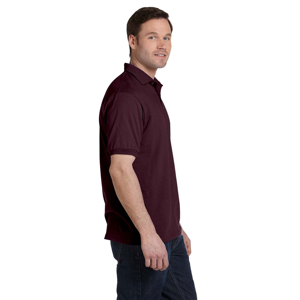 Hanes Men's Maroon 5.2 oz. 50/50 EcoSmart Jersey Knit Polo