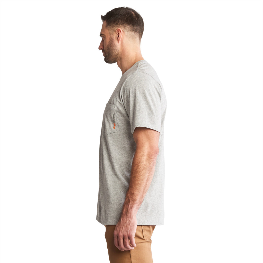 Timberland Men's Light Grey Heather Pro Base Plate Blended Short-Sleeve T-Shirt