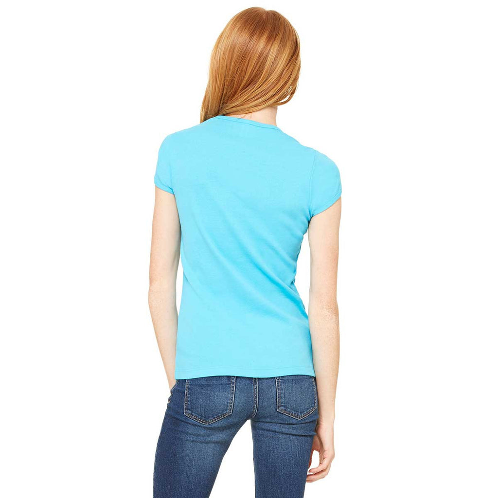 Bella + Canvas Women's Turquoise Stretch Rib Short-Sleeve T-Shirt