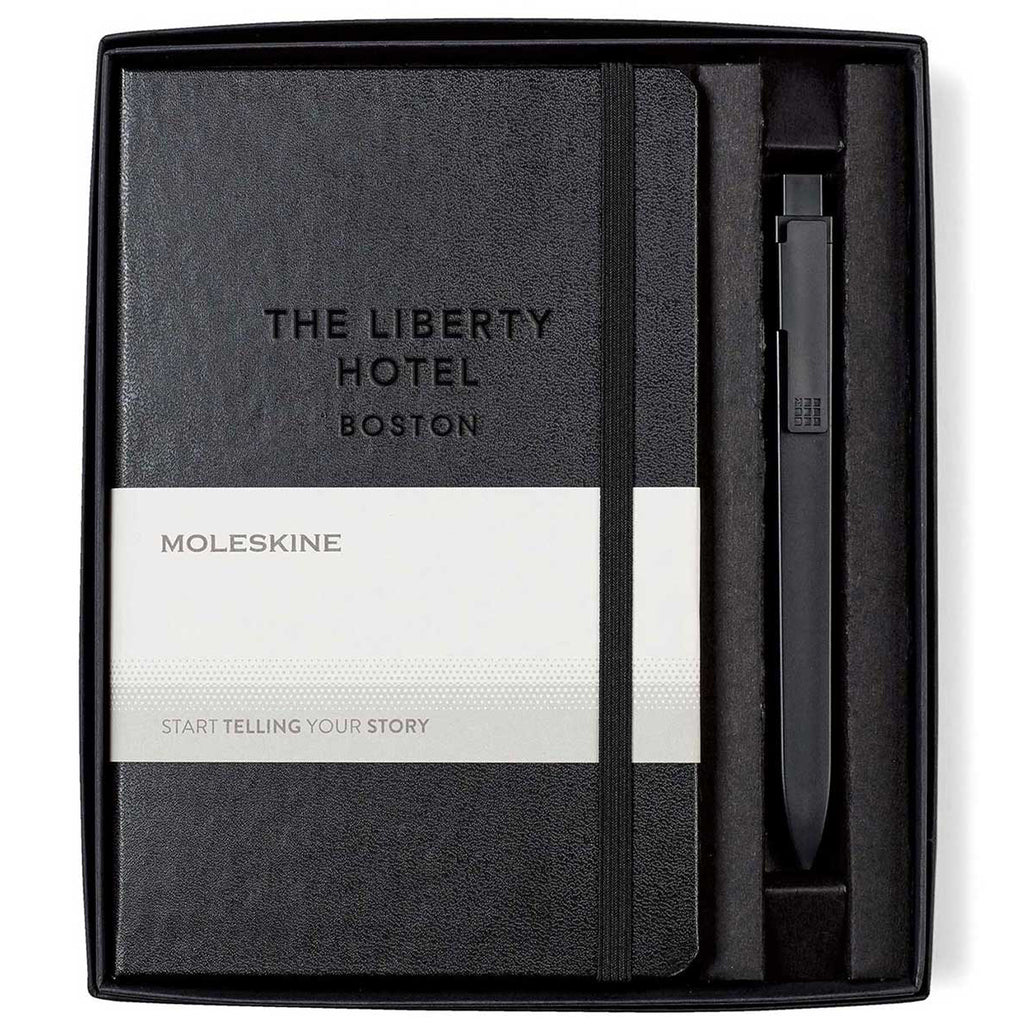 Moleskine Black Medium Notebook and GO Pen Gift Set
