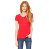 Bella + Canvas Women's Red Stretch Rib Short-Sleeve V-Neck T-Shirt