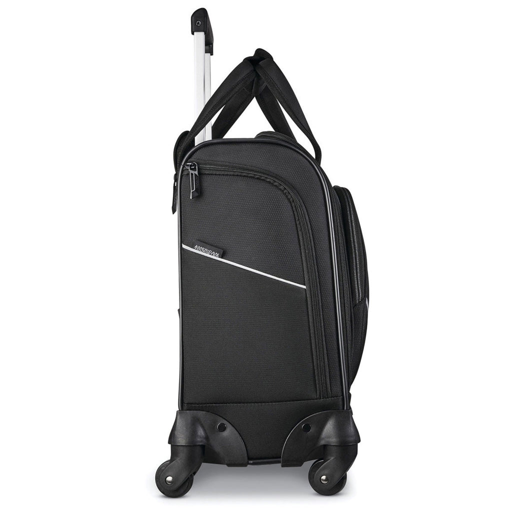 American Tourister Black Zoom Turbo Spinner Underseat Carry-On