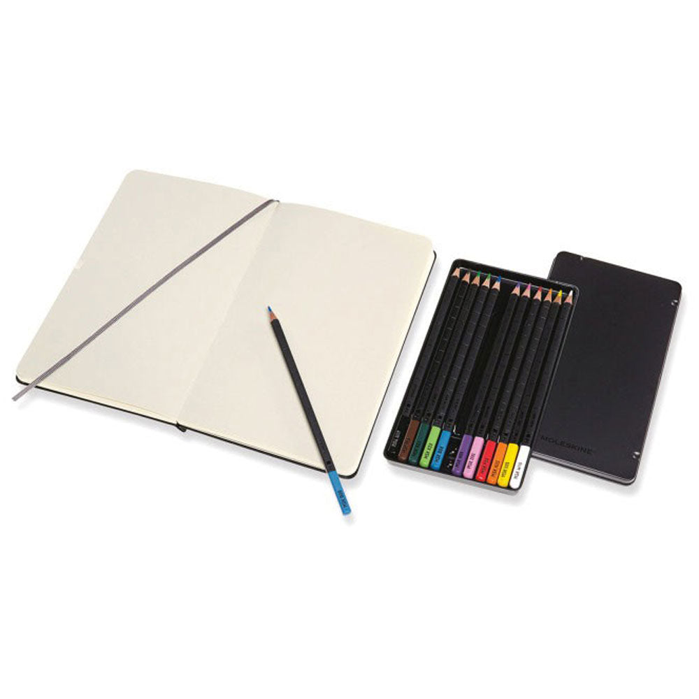 Moleskine Black Coloring Kit - Sketchbook and Watercolour Pencils