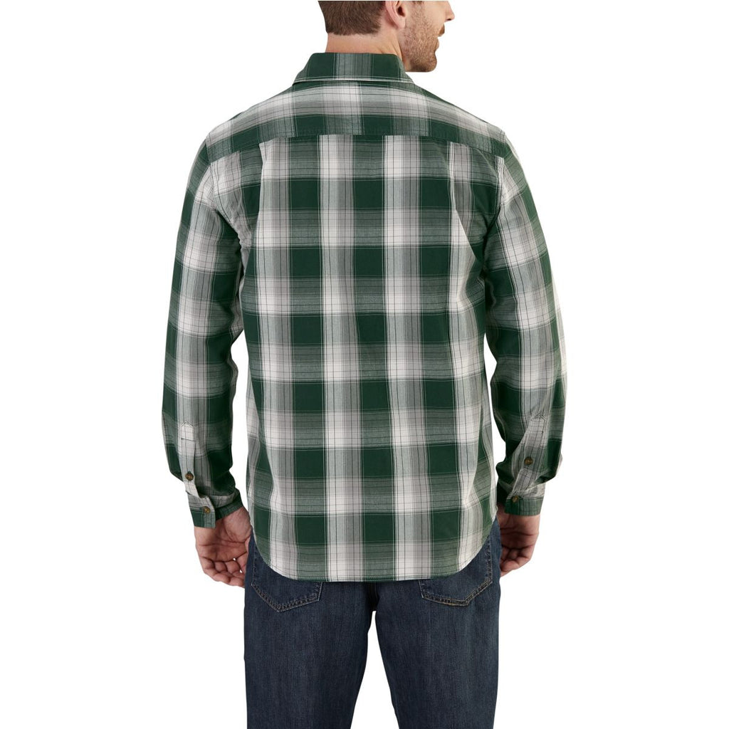 Carhartt Men's Canopy Green Essential Plaid Button Down Long Sleeve Shirt