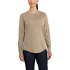 Carhartt Women's Khaki Force Cotton Long-Sleeve Crewneck T-Shirt