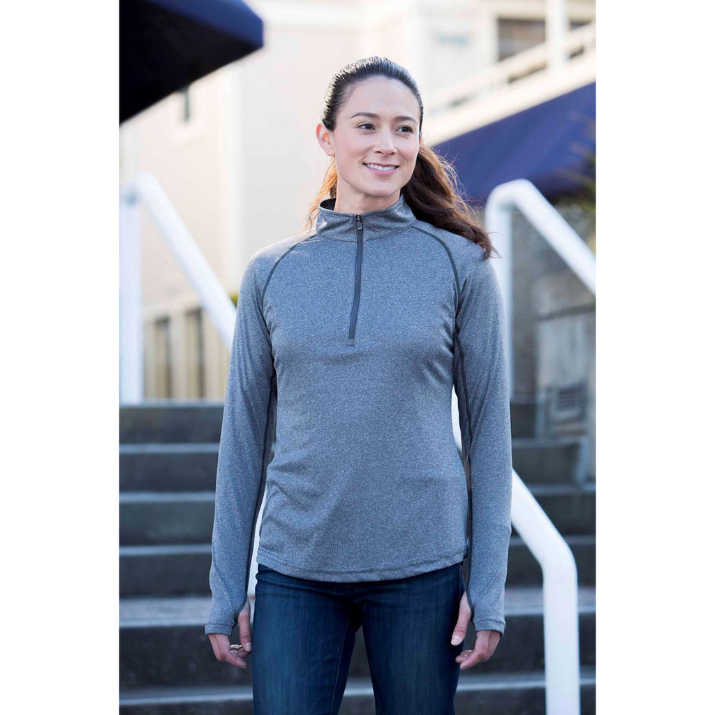 Landway Women's Heather Blue Apex Baselayer Active Dry Pullover