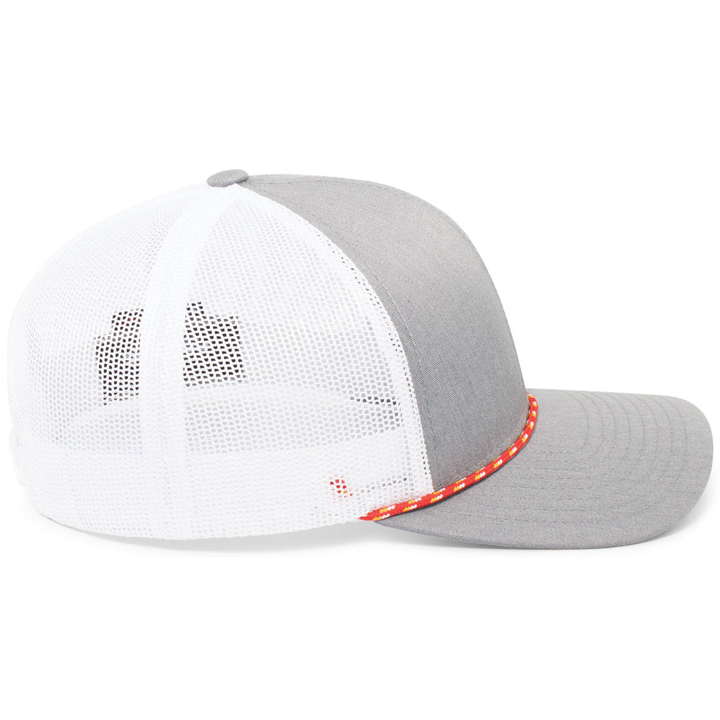 Pacific Headwear Red/Heather Grey/White Trucker Snapback Braid Cap