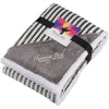 Field & Co. Grey Chevron Striped Sherpa Blanket with Card and Band