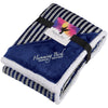 Field & Co. Navy Chevron Striped Sherpa Blanket with Card and Band