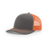 Richardson Charcoal/Light Neon Orange Mesh Split Trucker Hat