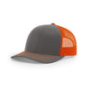 Richardson Charcoal/Orange Mesh Split Trucker Hat