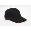 Pacific Headwear Black/Orange Velcro Adjustable Brushed Twill Cap With Sandwich Visor