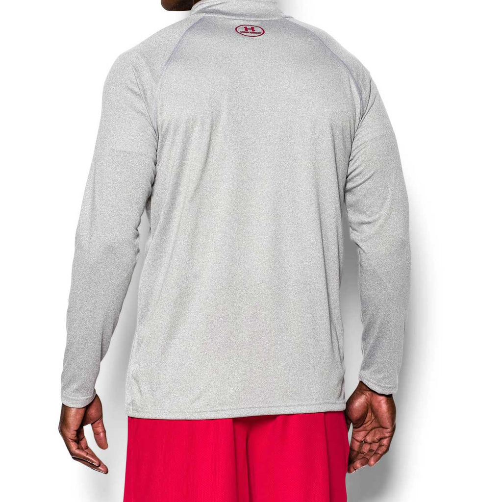 Under Armour Men's True Grey Heather/Red Tech Quarter Zip