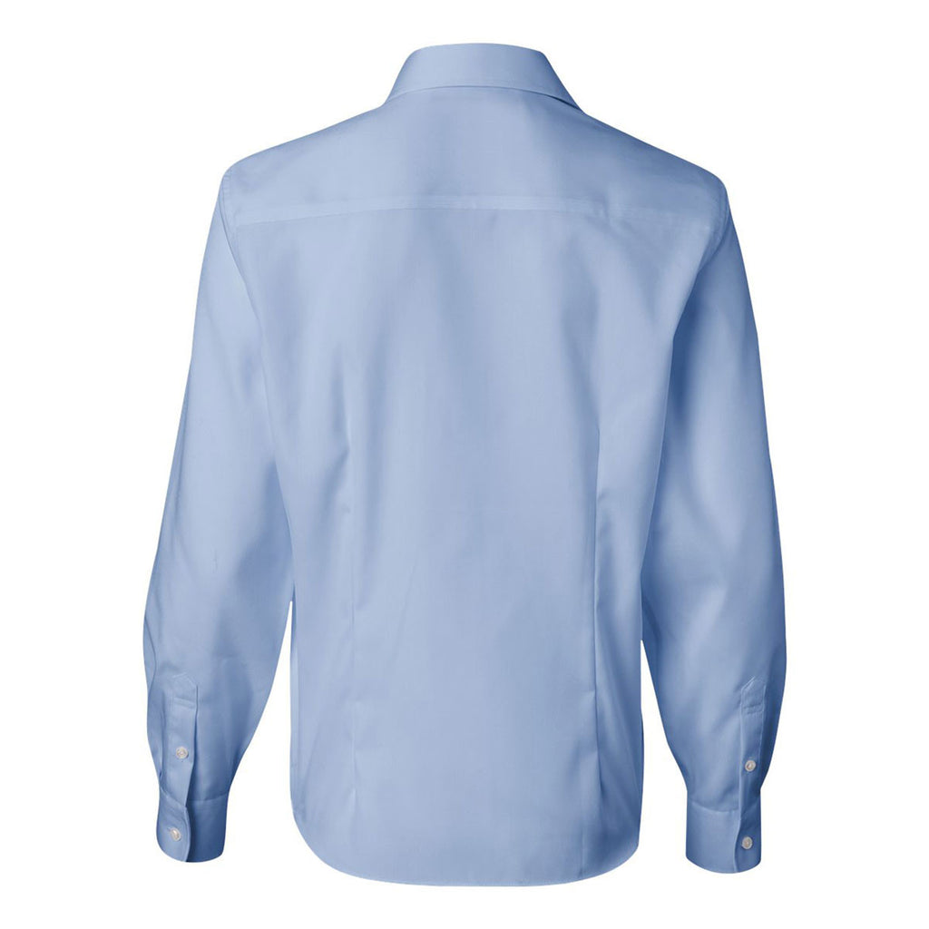 Van Heusen Women's Blue Mist Non-Iron Pinpoint Dress Shirt
