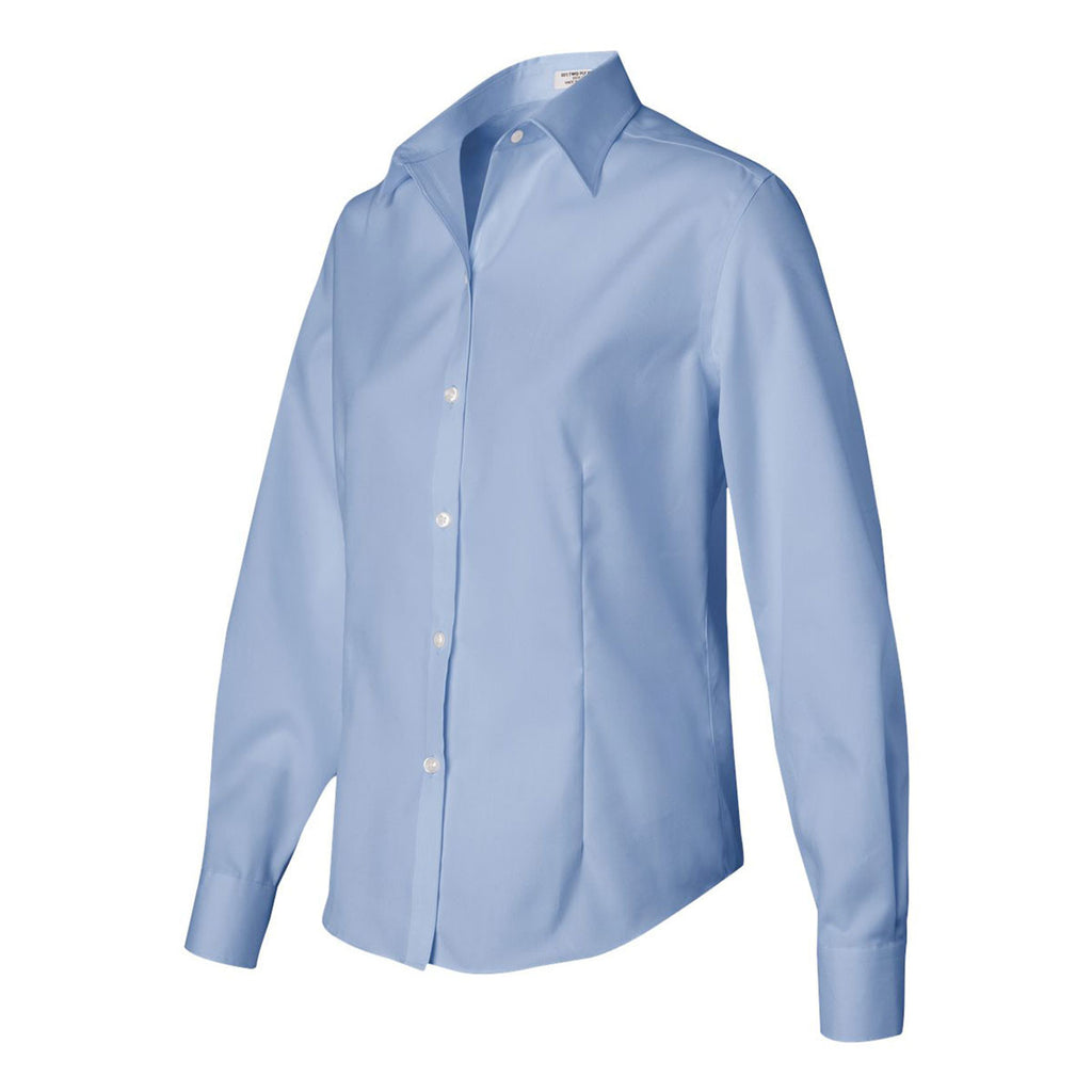 Van Heusen Women's Blue Mist Non-Iron Pinpoint Dress Shirt