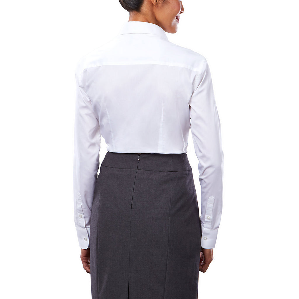 Van Heusen Women's White Solid Stretch Dress Shirt