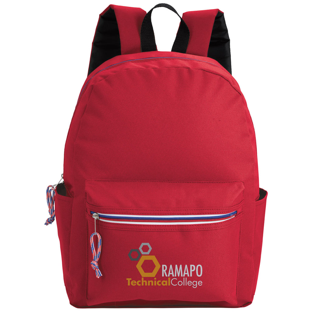 Good Value Red Tri-Color Zipper Backpack