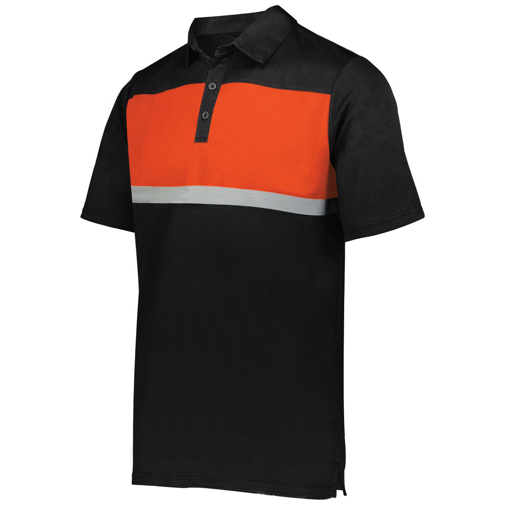 Holloway Men's Black/Orange Prism Bold Polo