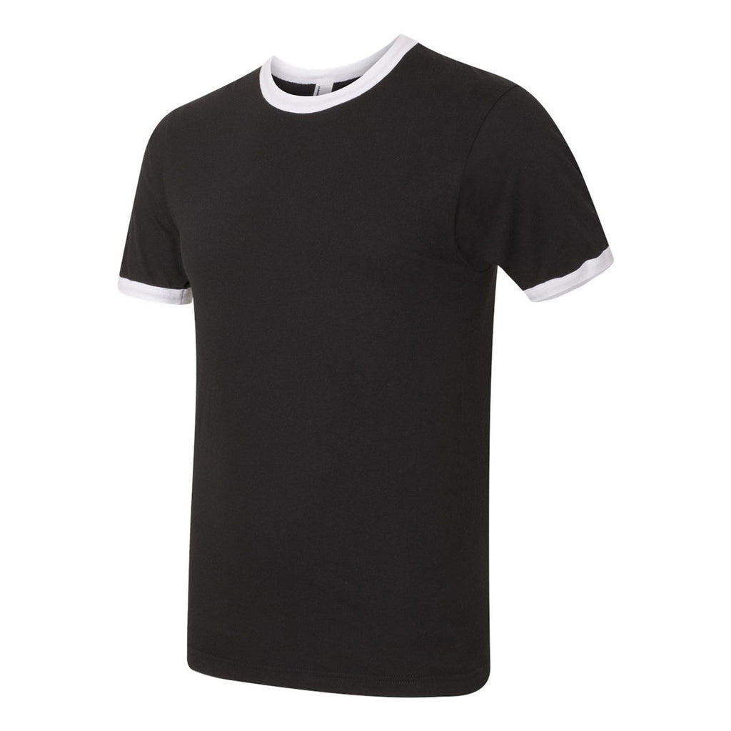 American Apparel Unisex Black/White Fine Jersey Ringer T-Shirt
